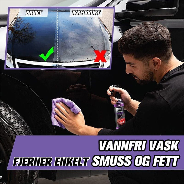 3 i 1 Bilpleiespray - Hurtig, Effektiv, Høybeskyttelse