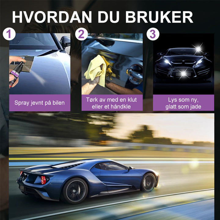 3 i 1 Bilpleiespray - Hurtig, Effektiv, Høybeskyttelse