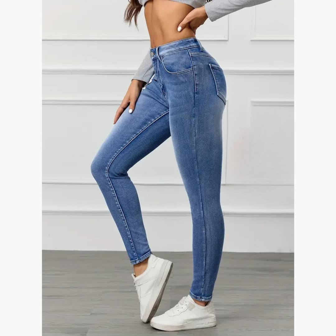 Gabriela - Skinny jeans i varm fleece til dame
