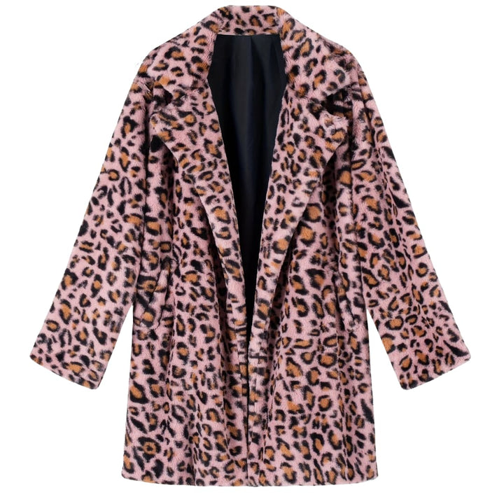 Plus Size Leopardmønster Åpen Cardigan Lang Jakke
