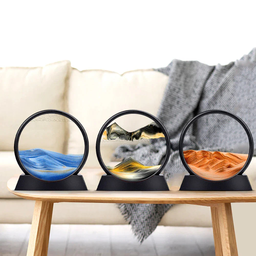 3D Bevegelig Sandkunst Timeglass for Beroligende Atmosfære