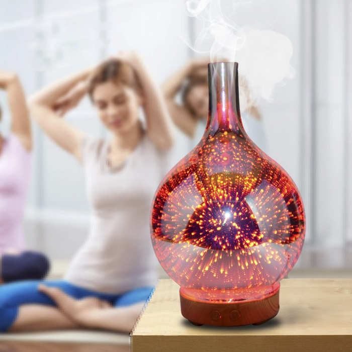 3D Glassvase Aroma Diffusor med Fargeskiftende LED Lys