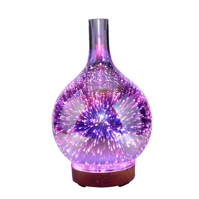 3D Glassvase Aroma Diffusor med Fargeskiftende LED Lys
