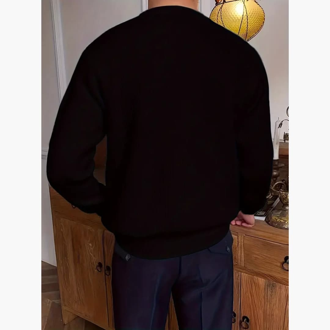 Casual Crew Neck Strikket genser for menn