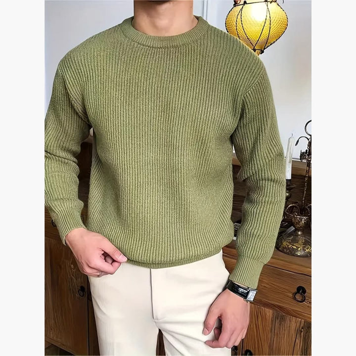 Casual Crew Neck Strikket genser for menn