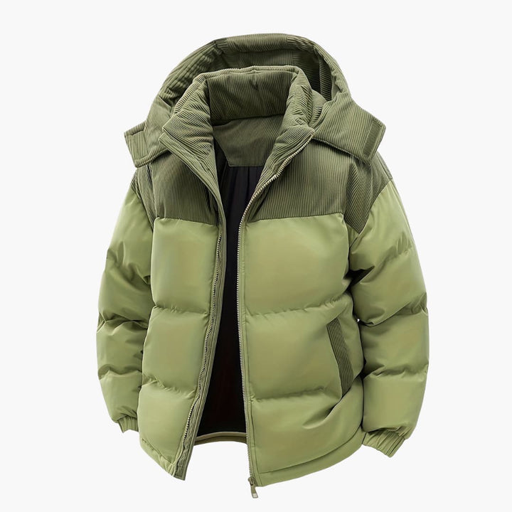 Herre Casual Hettejakke med Puffer og Fargeblokkdesign