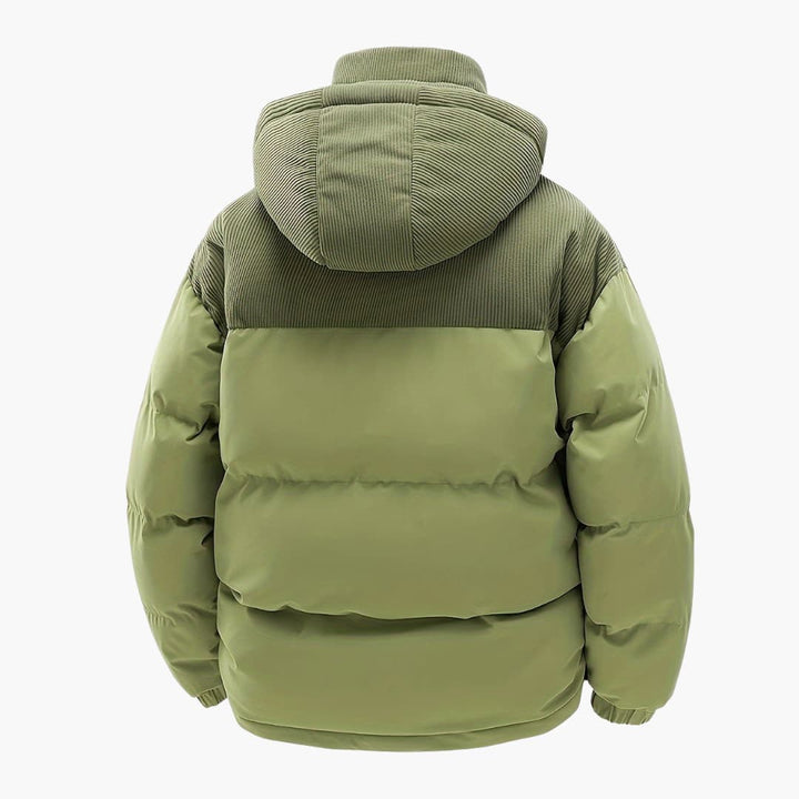 Herre Casual Hettejakke med Puffer og Fargeblokkdesign