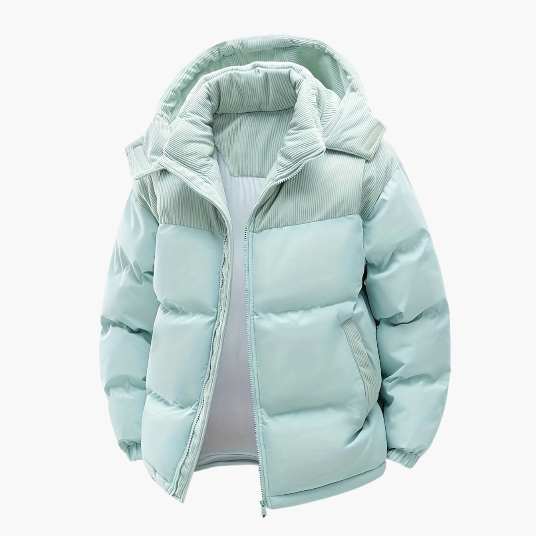 Herre Casual Hettejakke med Puffer og Fargeblokkdesign