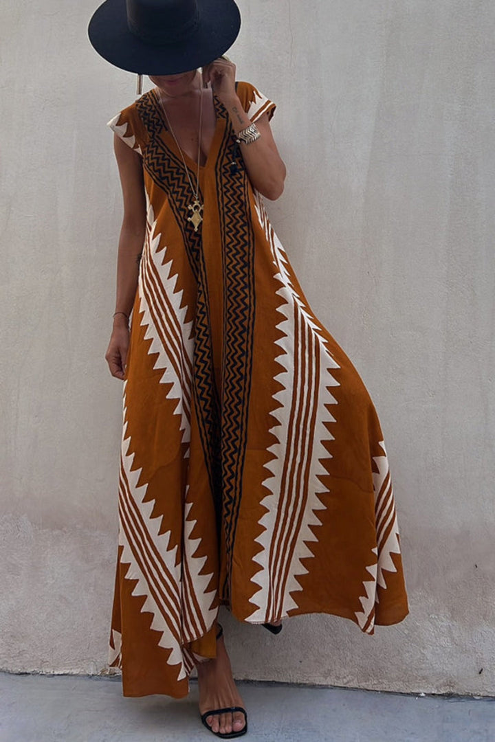 Mira Trendy aztek-inspirert leverkjole for kvinner