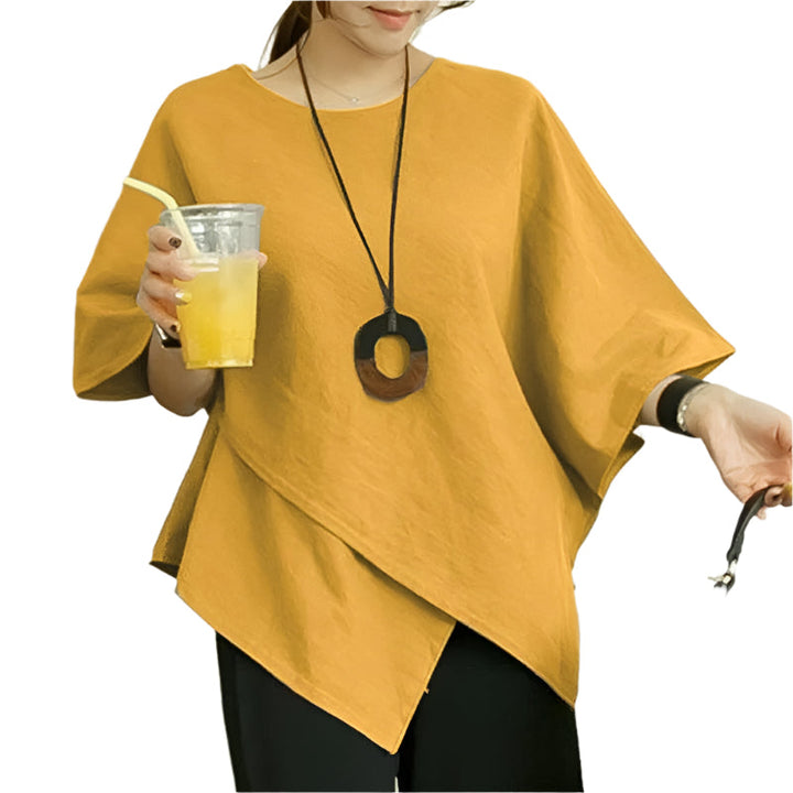 Asymmetrisk Halvermet Bluse for Kvinner