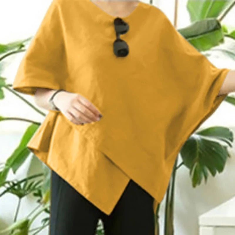 Asymmetrisk Halvermet Bluse for Kvinner