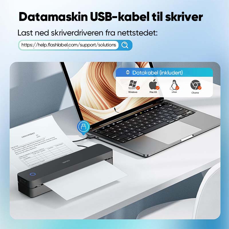 Bærbar Termisk Skriver - Høy Kvalitet | Enkel Tilkobling