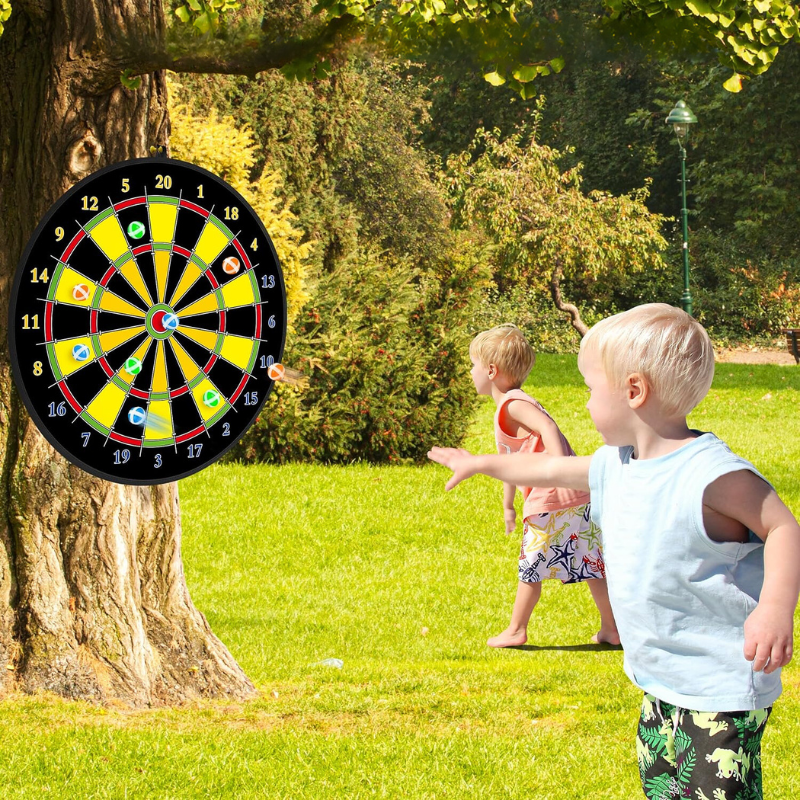 Barnas Dobbeltsidige Dartskive med Limballer Leker