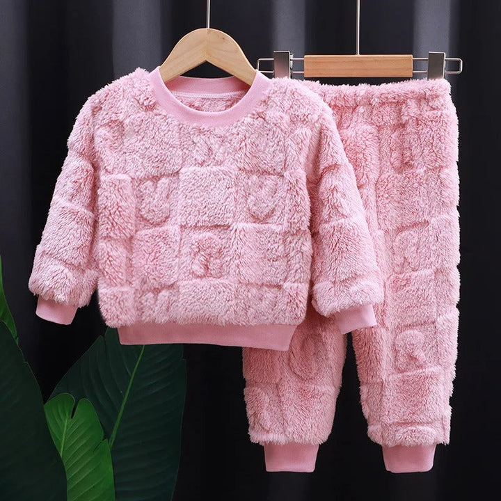 Barns varm flanellpyjamas for vinteren