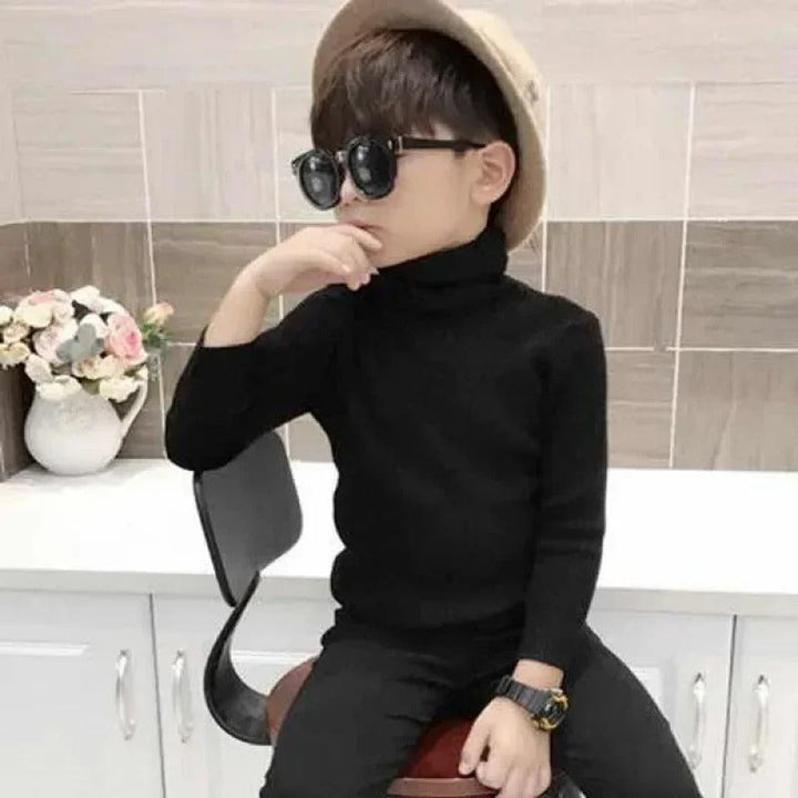 Barnestrikket Turtleneck Genser for Vinter