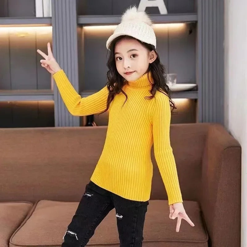 Barnestrikket Turtleneck Genser for Vinter