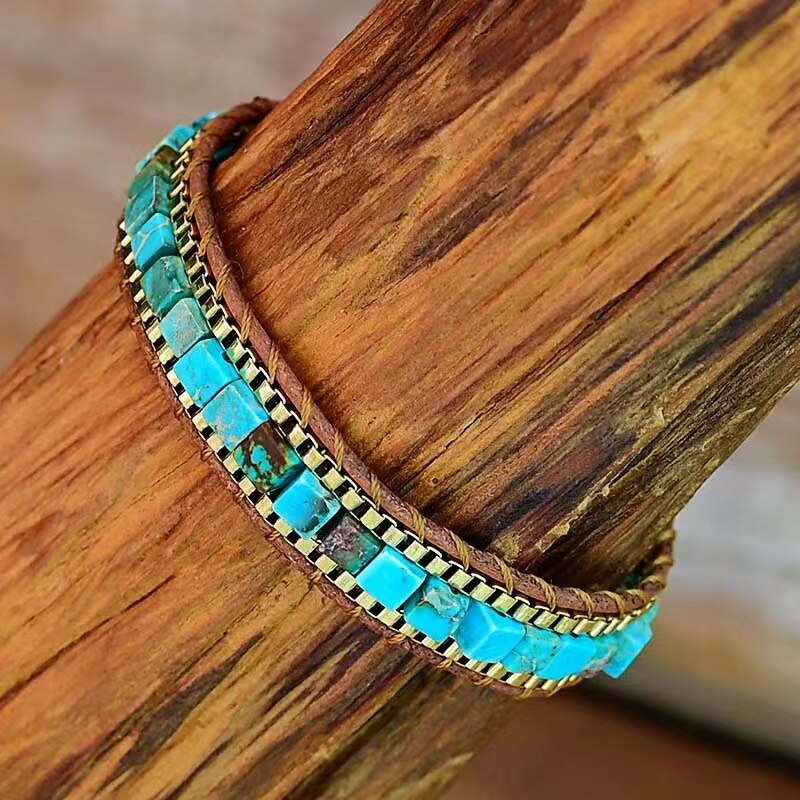 Blågrønn Armbånd for Damer i Boho Stil