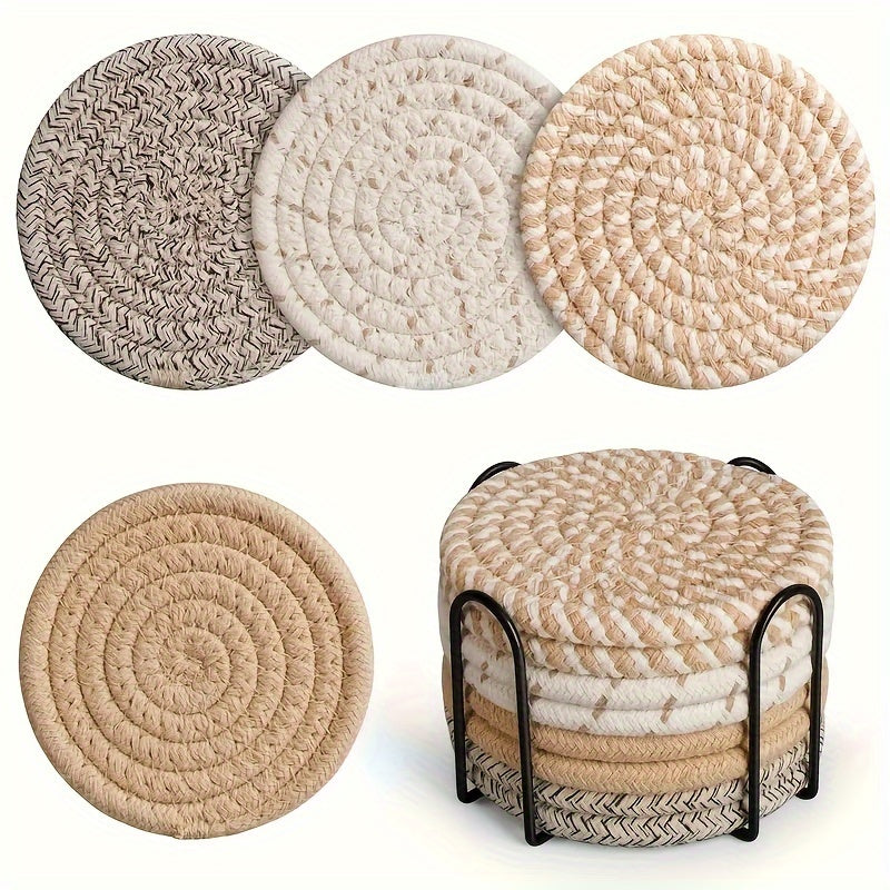 Boho Underlag Sett – 8 Deler Vevd Design for Borddekorasjon