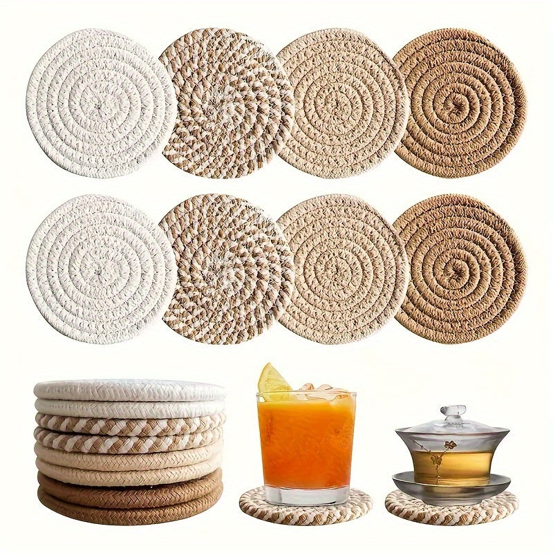 Boho Underlag Sett – 8 Deler Vevd Design for Borddekorasjon