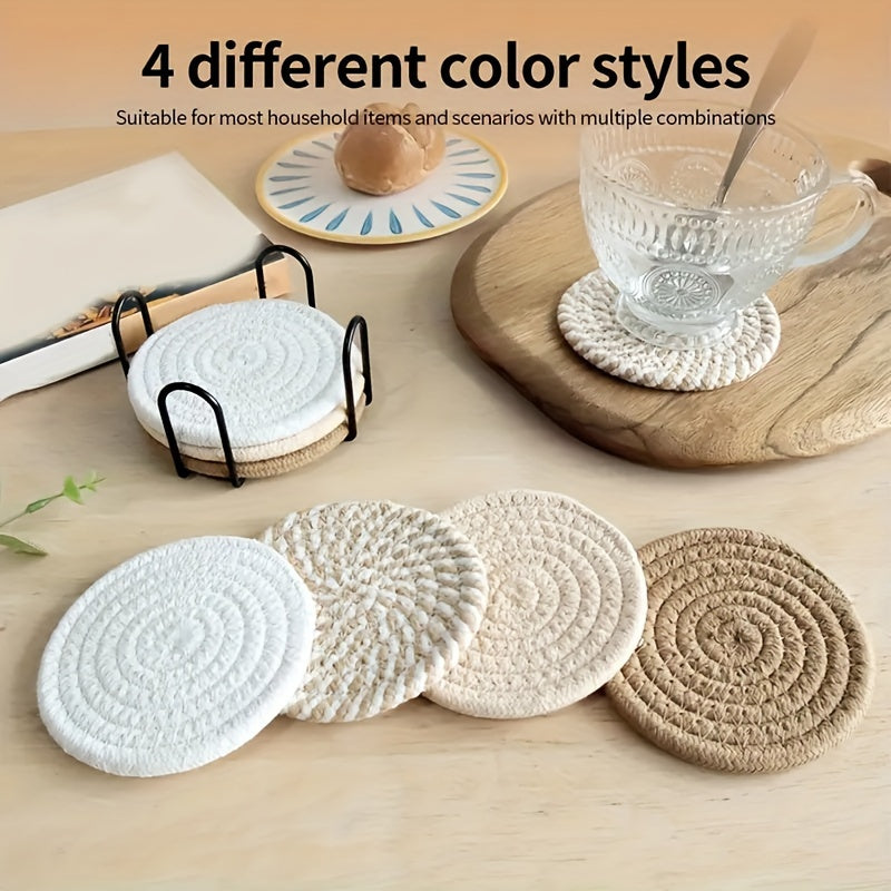 Boho Underlag Sett – 8 Deler Vevd Design for Borddekorasjon