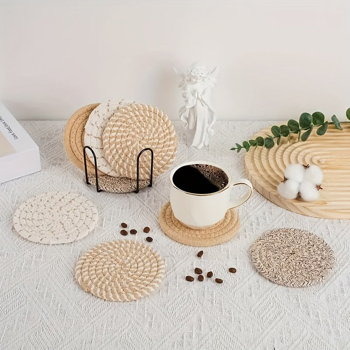 Boho Underlag Sett – 8 Deler Vevd Design for Borddekorasjon