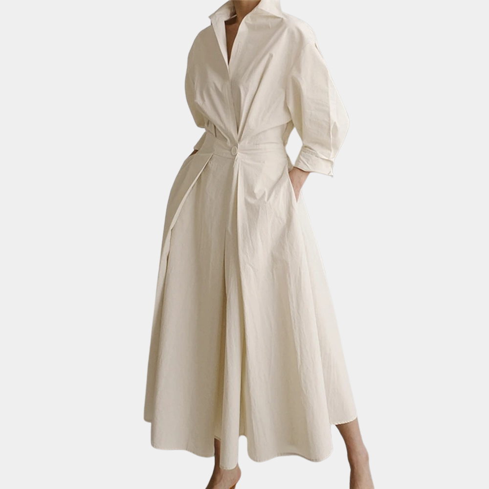 Elegant sommer damekjole | Langermet V-utringning