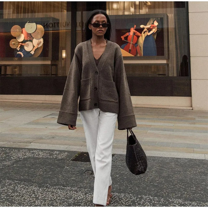 Elegant V-hals Cardigan for Kvinner