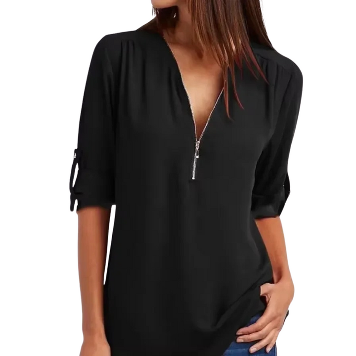 Bluse med Dyp V-hals for Kvinner