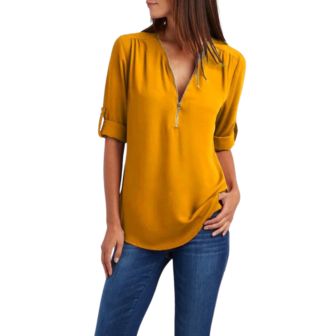 Bluse med Dyp V-hals for Kvinner