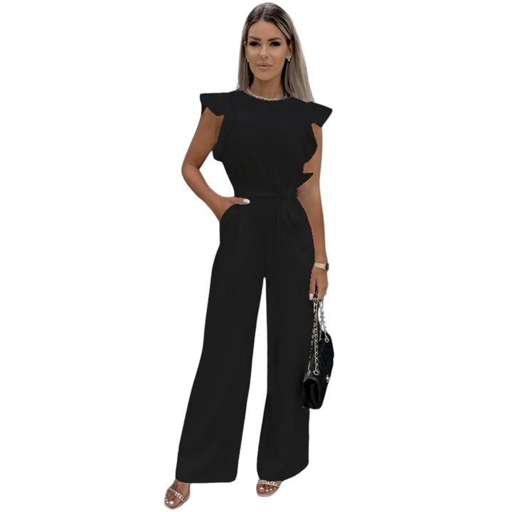 Dame Jumpsuit med Volanger og Vide Ben for Elegant Stil