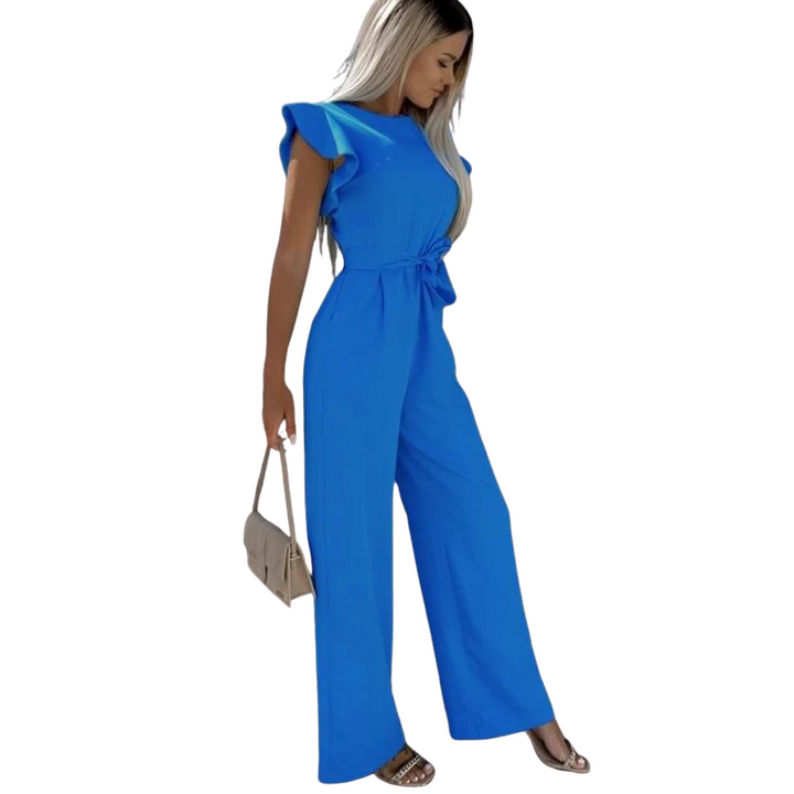 Dame Jumpsuit med Volanger og Vide Ben for Elegant Stil