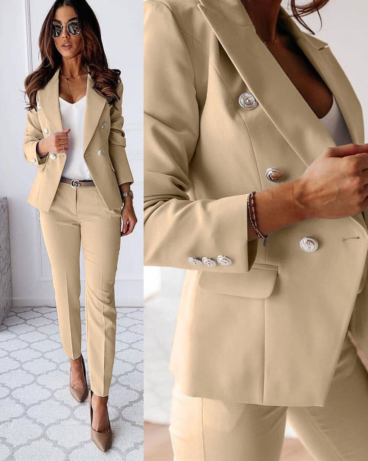 Elegant Kvinne Dobbelkneppet Dress Suit – Skreddersydd Passform