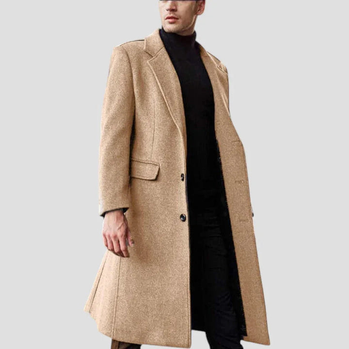 Herre Vinterfrakk: Klassisk Design og Varm Ullblanding