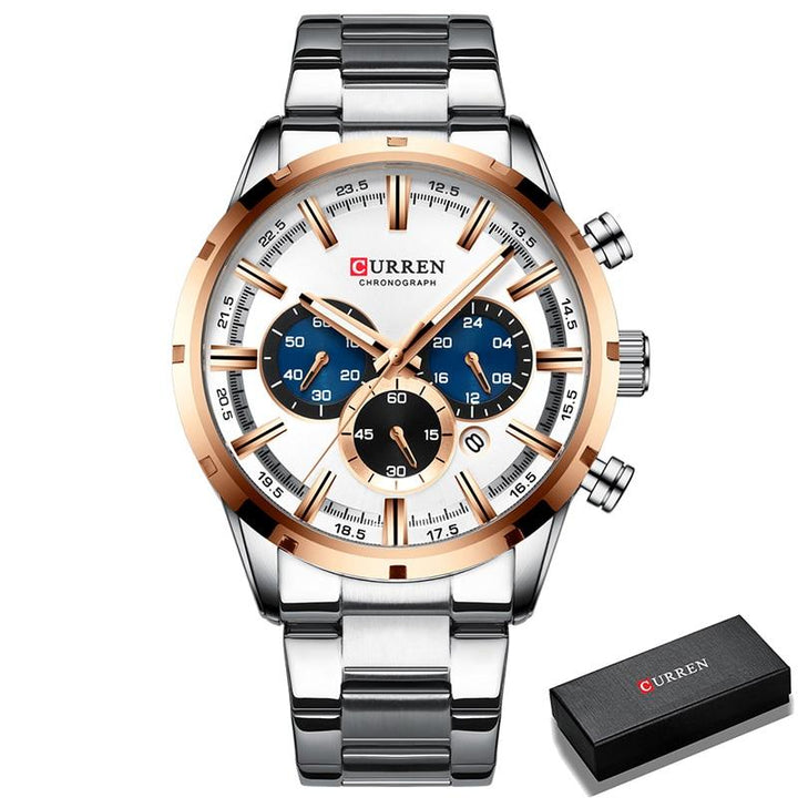Elegant Herre Kronograf Klokke med Rem