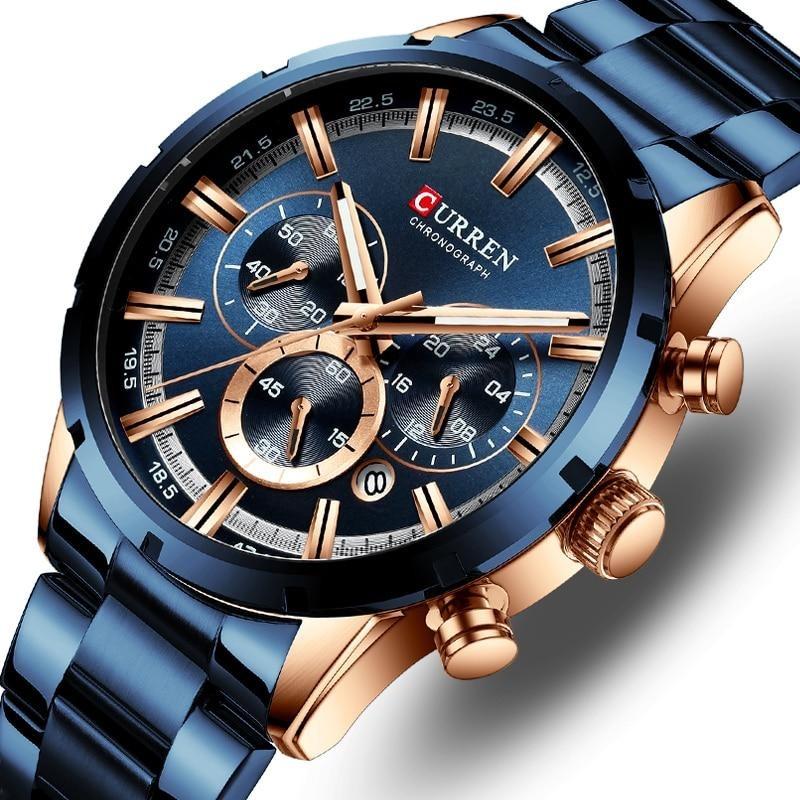 Elegant Herre Kronograf Klokke med Rem