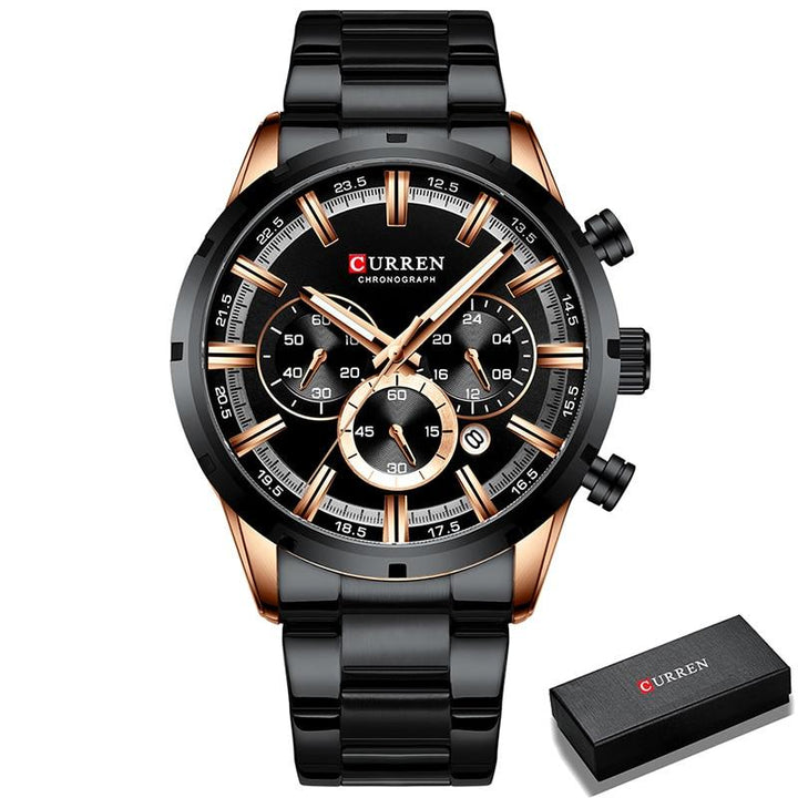 Elegant Herre Kronograf Klokke med Rem