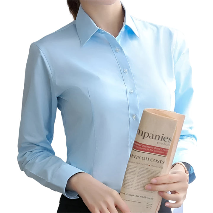 Kvinner Langermet Kontorbluse – Elegant &amp; Komfortabel