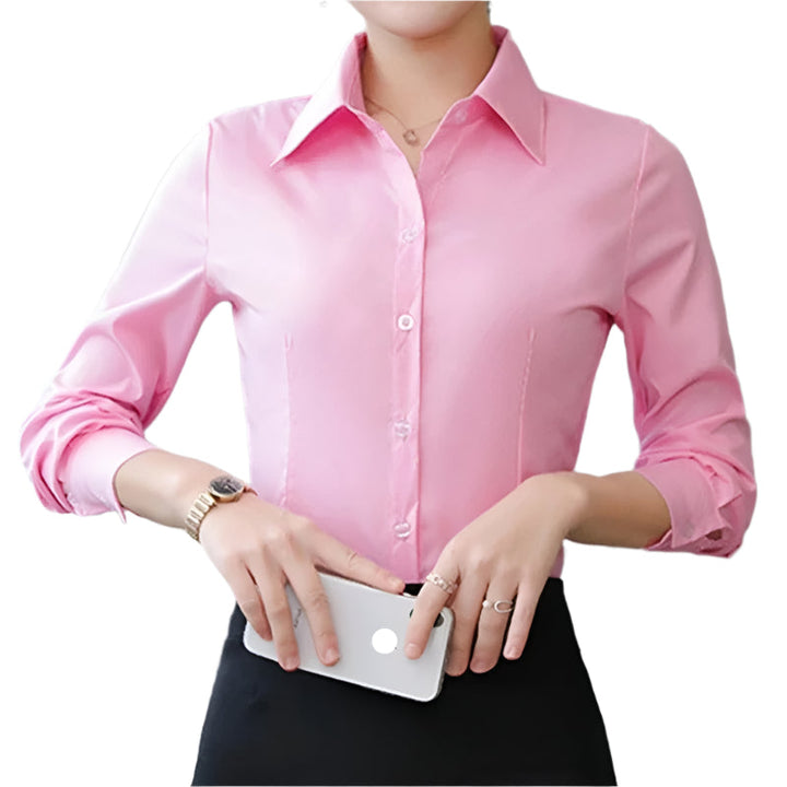 Kvinner Langermet Kontorbluse – Elegant &amp; Komfortabel