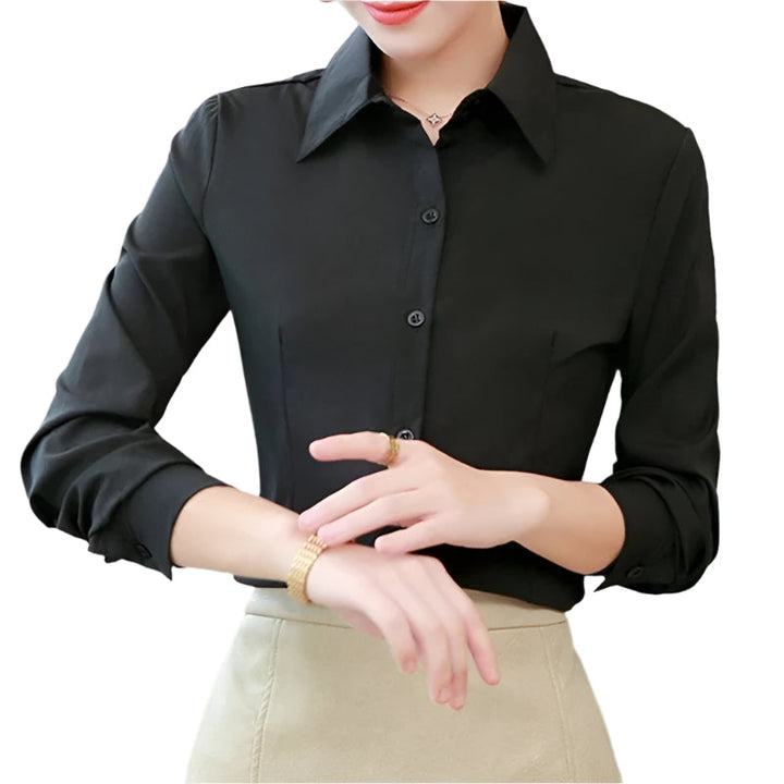 Kvinner Langermet Kontorbluse – Elegant &amp; Komfortabel