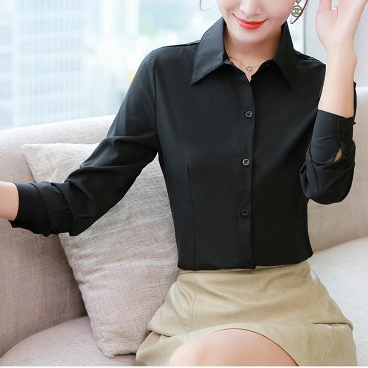 Kvinner Langermet Kontorbluse – Elegant &amp; Komfortabel