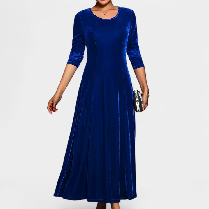 Elegant Midi Kjole for Kvinner med Lange Ermer