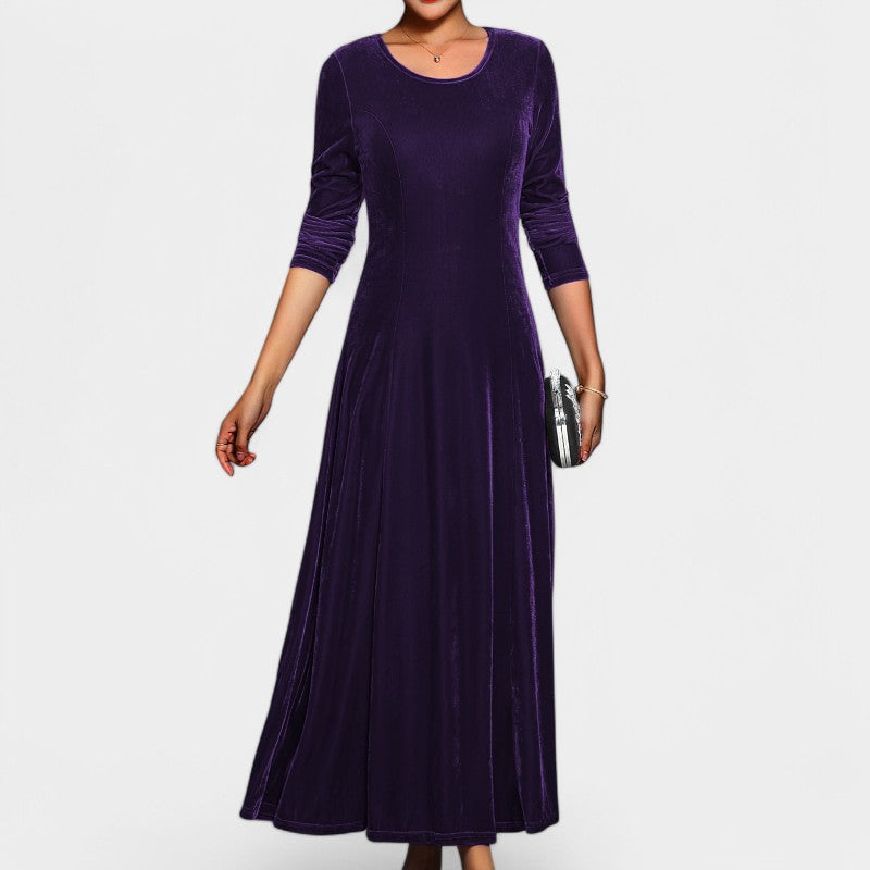 Elegant Midi Kjole for Kvinner med Lange Ermer