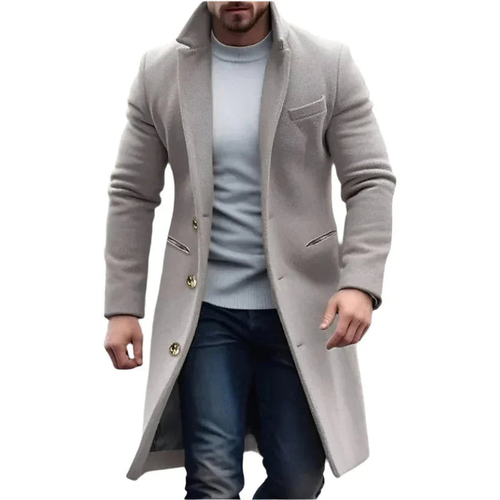 Menns Lang Trenchcoat – Tidløs Eleganse for Vinteren