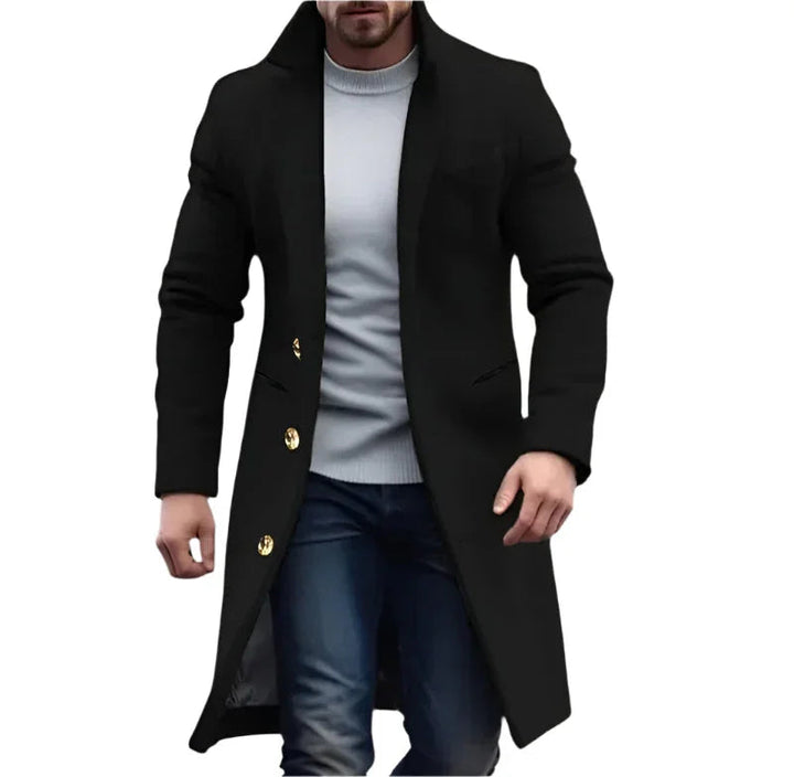 Menns Lang Trenchcoat – Tidløs Eleganse for Vinteren
