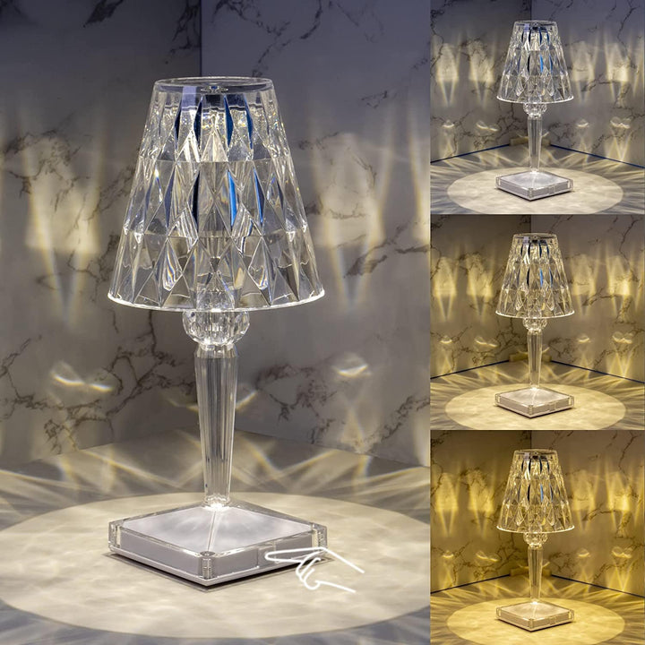 Elegant Oppladbar Bordlampe med Diamantdesign for Hjemmet