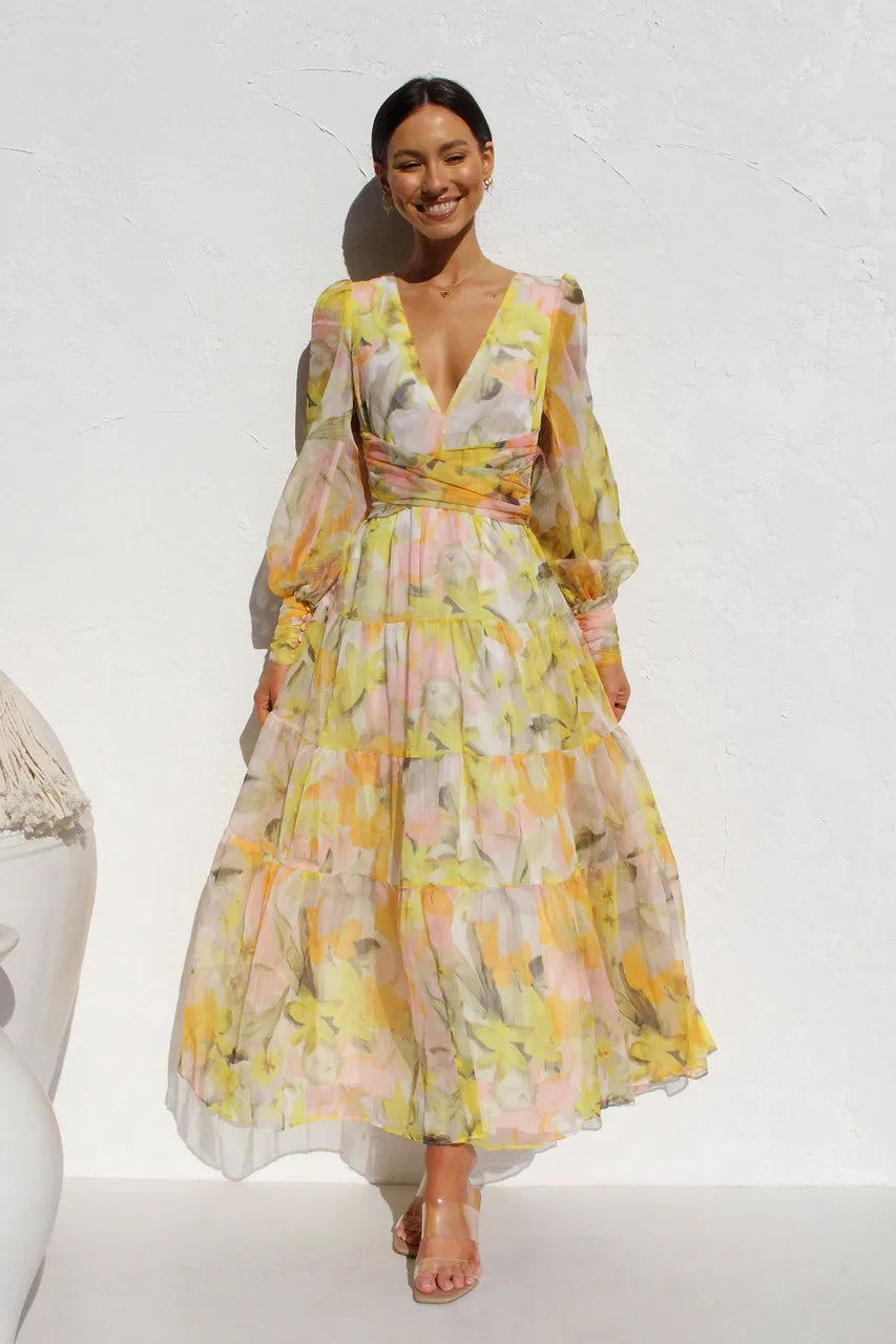 Elegant Kvinne Chiffon Maxikjole