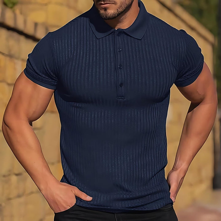 Herre Ribbet Polo T-skjorte i Chiffon – Elegant &amp; Komfortabel