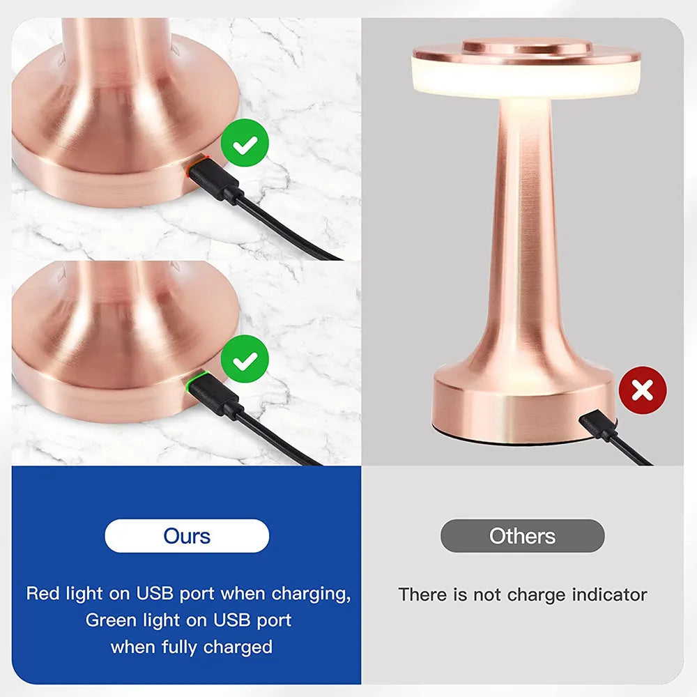 Elegant Trådløs Bordlampe med Dimmbart Lys
