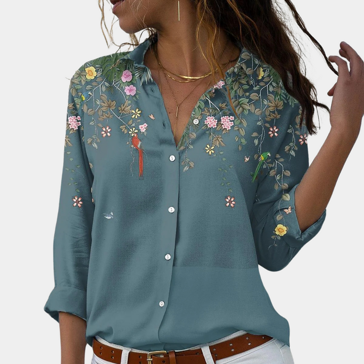 Bluse - Blomstrete Sommerbluse for Kvinner
