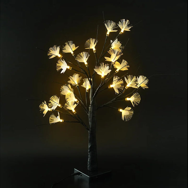 Bjørk Fiberoptisk Blomsterlampe - Elegant Design | USB &amp; Batteri